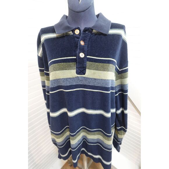 Vintage Y2K Quicksilver velour striped sweater size medium UNISEX‎ Collared - Picture 1 of 10